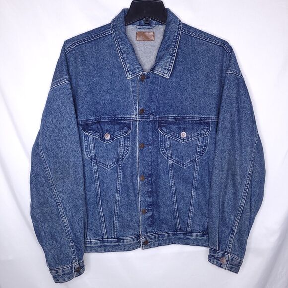 Asos Denim Jacket Mens Medium Dark Wash Trucker Jean - Picture 1 of 11